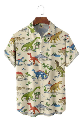 Gr Camisa Hawaiana Unisex De Dinosaurio De Gran Tamaño