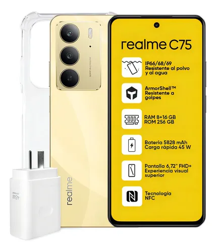 Realme C75 4G Dual Sim, Dorado, NFC, 8+16Gb Ram, 256Gb, Snapdragon
