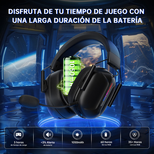 Auriculares Para Juegos Con Led Rgb Y Micrófono Para Pc Negro