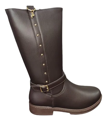 Bota Infantil Menina Cano Longo Pampili Safira Marrom Caf Frete