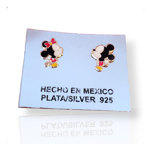 Aretes Broquel Mickey Mouse Y Mimi, Plata .925