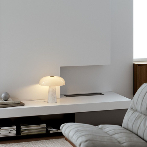 Luminaria De Mesa Nordlux E27 Led Cálido Mármol/vidrio