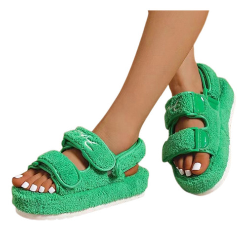 Sandalias De Peluche Para Mujeres Con Hebillas De Nylon 2023