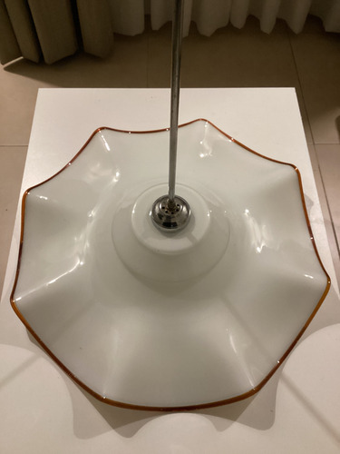 Antigua Lampara Colgante Cristal Murano Opalina 55cm Dmetro Blanco Y Marrón (Usado)