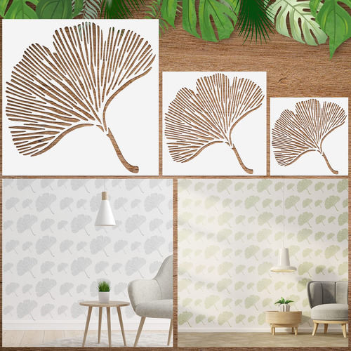 3 Plantilla Hoja S Para Pintar Pared Muebl Lienzo Decoracion