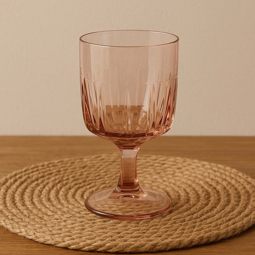Copas X 6 De Vidrio Elegante Ideal Para Vino O Tragos Rosa Claro