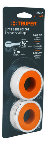 Blister Con 2 Cintas Sella Rosca 1/2 X 7m Uso General Trupe