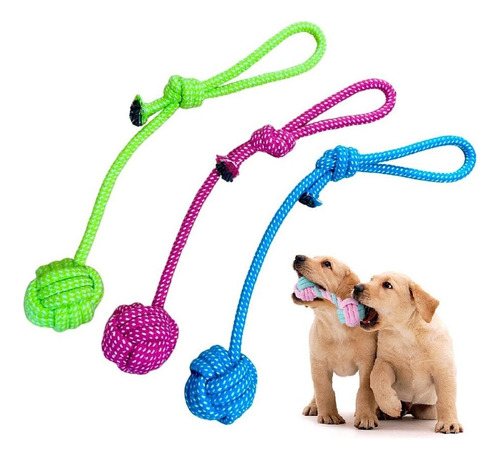 Brinquedo Cães Pet Mordedor De Corda Porte Médio Interativo Cor Azul 37 Cm