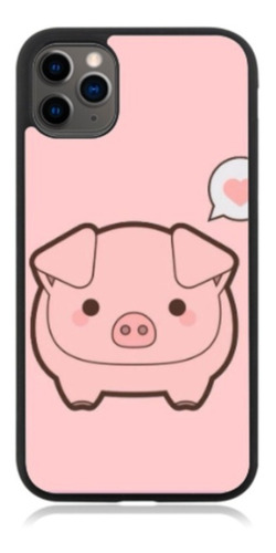 Funda Protector Para iPhone Cerdito Rosa Corazon Puerco