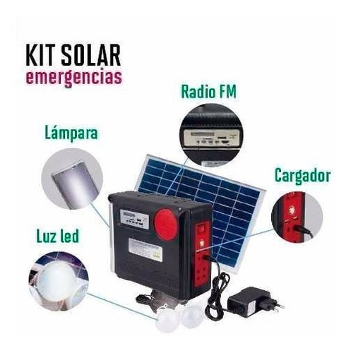 Kit Solar Portatil Panel Radio Usb 3 Focos Led Linterna Celu