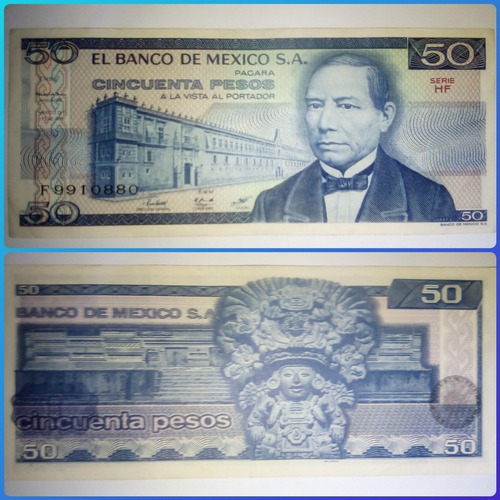 Billete $50 Cincuenta Pesos.benito Juarez.banco De Mexico