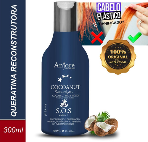 Queratina Gel Sos Coco Oil Reconst Cauterização Anjore 300ml