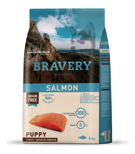 Bravery Salmón Canino Puppy Large/medium Breeds 4 Kg Pt