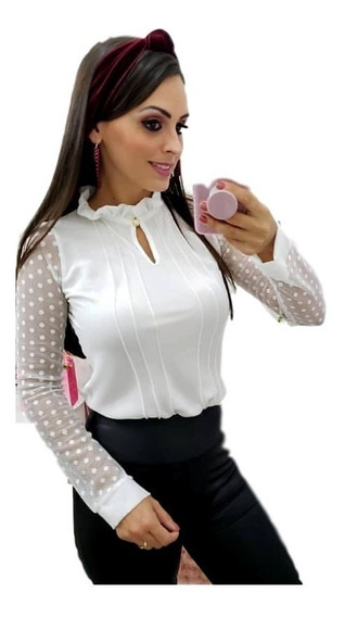 camisa branca renda feminina