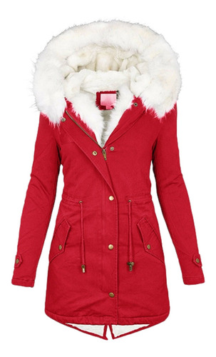 Chamarra Acolchada De Felpa Para Mujer Parka Con Forro Polar