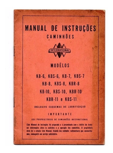 Manual Caminhao Internacional Kb Kbs Kbr 6 A 11 - 1947 1949