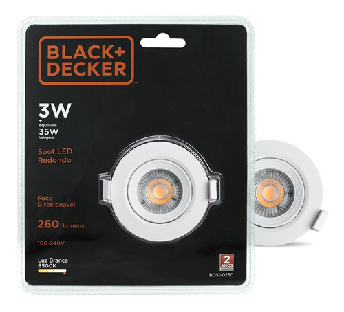 Spot Led 3w Luz Branca Redondo - Black + Decker