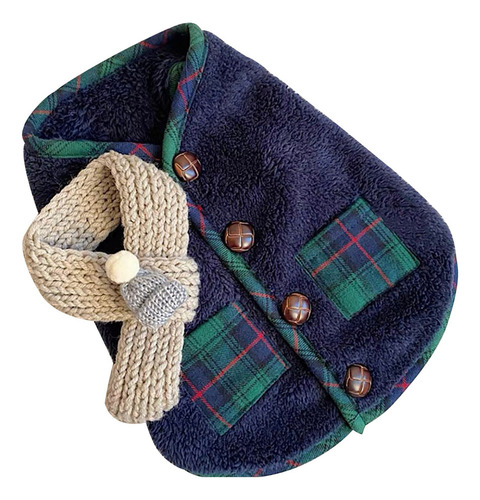 * Ropa De Invierno Para Perros Pequeños Azul Con Bufanda Xl