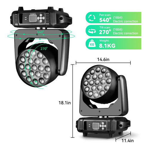 Luz De Dj Led De Escenario, Haz De Zoom, Control De Círculo