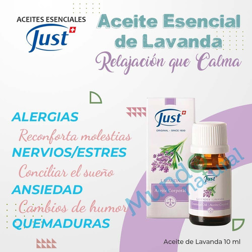 Imagen 2 de 6 de Swiss Just Original Aceite Relajante De Lavanda 10ml
