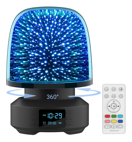 Altavoz Bluetooth Luz Nocturna Rotacion 360° 3d Reloj 7