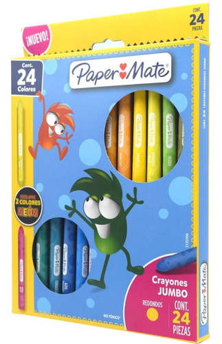 Crayones De Colores Jumbo Redondos Paper Mate Crayón 24 Pzas