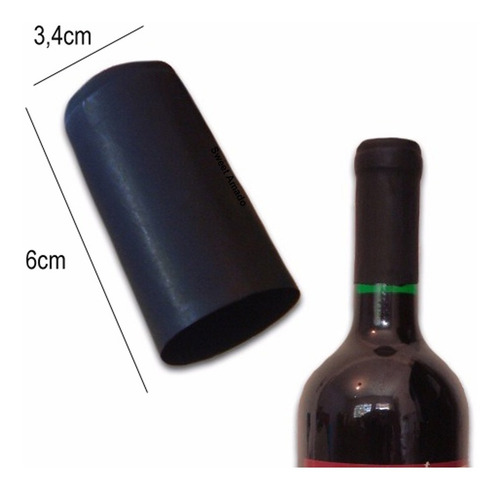 100 Lacre Capsulas Termoencolhível P/ Vinho Preta 34mm X60mm