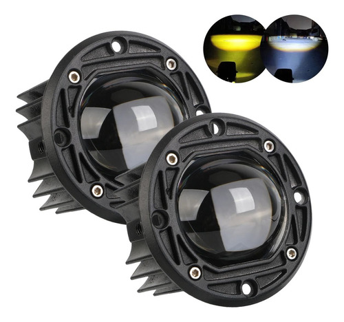 Faros Led Redondos Doble Color Lupa Proyector Para Coche