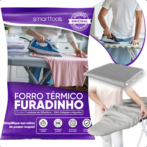 Forro Para Tábua De Passar Roupa Capa Ajustável Com Espuma Forro Térmico Aluminizada Com Furinhos Tamanho: 1,20cm X 45cm Marca: Smart Tools