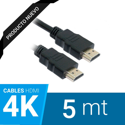 Cable Para Hdmi 2.0, 5mts, 4k A 60hz, Conectores Baño Oro