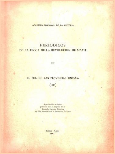 Periodicos. El Sol De Las Provincias Unidas (1814)