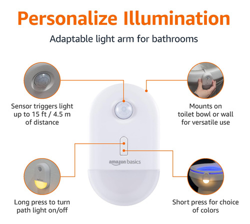 Paquete De 2 Luces Con Sensor De Movimiento Para Inodoro Ama
