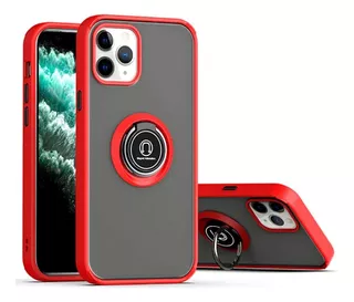 Funda Case Motorola E20 Ahumado Con Anillo Rojo + Mica 21d