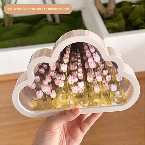 Lámpara Tulipanes Infinitos Led 2 En 1 Espejo
