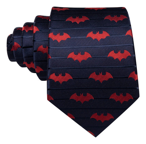6210 Corbata Seda Negra Morada Batman Pañuelo Mancuernillas Color Azul Marino 6782