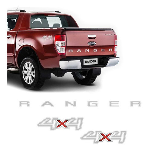 Kit Adesivos Ford Ranger Faixa Traseira E 4x4 2017/2018