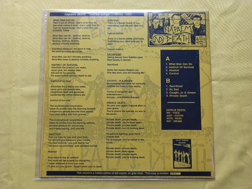 Lp Napalm Death Demo 1985 Imp.lim. 300 Cópias Raro Cópia 01