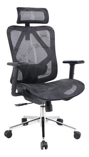 Cadeira De Escritório Dr. Office Ergo Mesh, Altura Ajustável Cor Preto Material Do Estofamento Malha