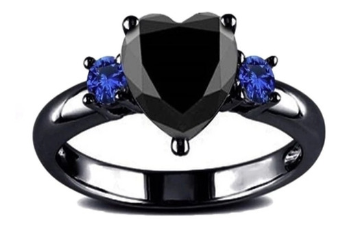 Anillo Varias Tallas Corazon Negro Goth Kawaii Punk 