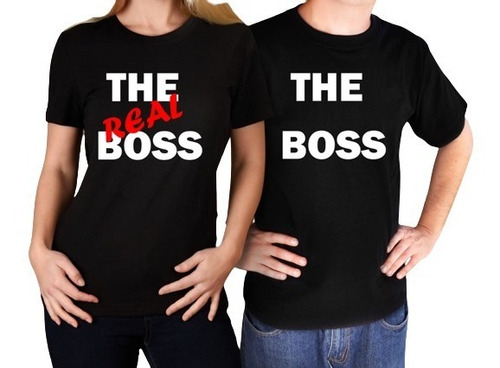 Playeras Duo Pareja Novios Amor Boss Y Real Boss Pack 2 Pzas