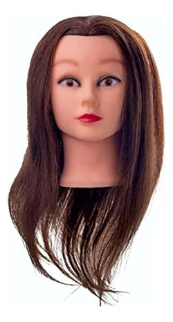 Maniqui Cabezote De Entrenamiento Cabello Humano Castaño