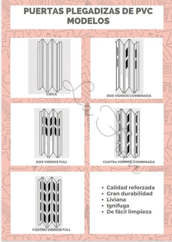 Puerta Plegadiza De Pvc 10 Mm Ciega Color Blanco 0.75 X 2