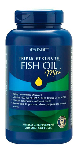 Ômega 3 Triple Strength Fish Oil Mini (240 Sgels) Gnc