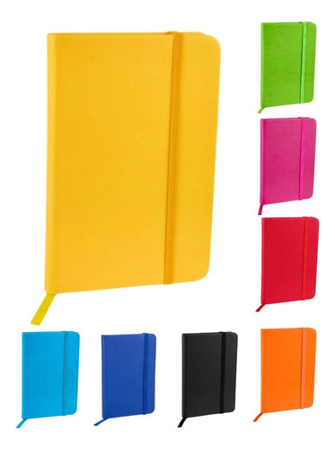 Mini Libreta Tipo Moleskine Curpiel Paquete 10 Pieza Color Amarillo