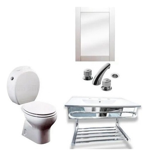 Juego Baño Ferrum Atuel Vanitory 70 Arizona Acero Colgante Mueble Blanco