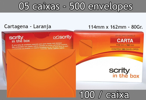 500 Envelopes Para Convite Cor Laranja - Carta -114x162