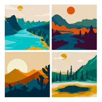 Comprar Fqovkyn Paquete De 4 Pinturas De Atardecer Por Numeros Para