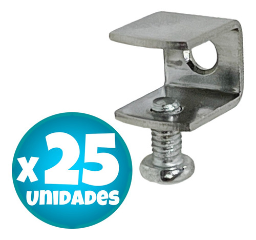 Soporte U Para Estante Vidrio 3 A 8 Mm Acero Inoxidable X25