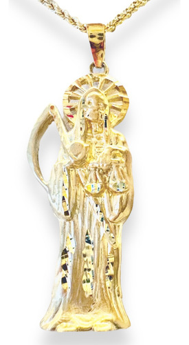 Cadena Y Santa Muerte Oro Amarillo 4.4 Cm Oro 10k - Hestia