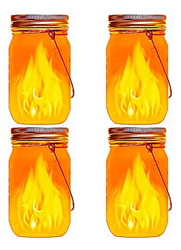 Luces Solares Mason Jar, Paquete De 4 Linternas Led Parpadea